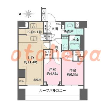 楽器ピアノ可相談 の 賃貸物件 2LDK 48万円の図面１