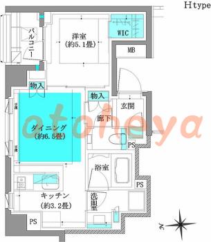 楽器ピアノ可相談 の 賃貸物件 1DK 18.3万円の図面１