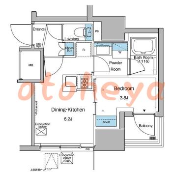 楽器ピアノ可相談 の 賃貸物件 1DK 13.4万円の図面１