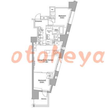 楽器ピアノ可相談 の 賃貸物件 2LDK 34.9万円の図面１