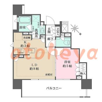 楽器ピアノ可相談 の 賃貸物件 1LDK 18.8万円の図面１