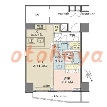 楽器ピアノ可相談 の 賃貸物件 1LDK 29.4万円の図面１