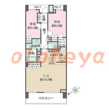 楽器ピアノ可相談 の 賃貸物件 2LDK 29万円の図面１