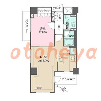 楽器ピアノ可相談 の 賃貸物件 1LDK 17.5万円の図面１