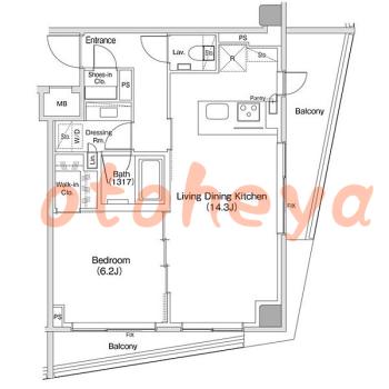 楽器ピアノ可相談 の 賃貸物件 1LDK 35.5万円の図面1