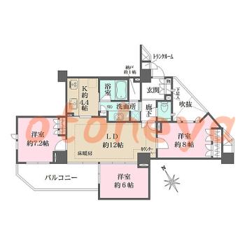 楽器ピアノ可相談 の 賃貸物件 3LDK 38万円の図面１