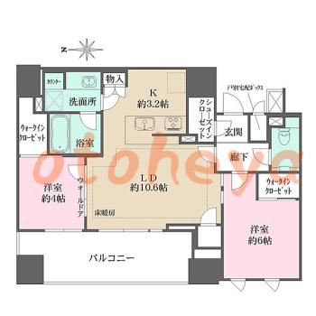 楽器ピアノ可相談 の 賃貸物件 2LDK 33万円の図面１
