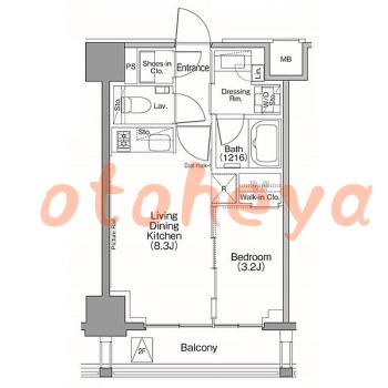 楽器ピアノ可相談 の 賃貸物件 1LDK 22万円の図面１