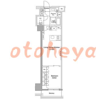 楽器ピアノ可相談 の 賃貸物件 1LDK 21.5万円の図面１