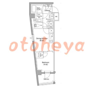 楽器ピアノ可相談 の 賃貸物件 1DK 12.7万円の図面１