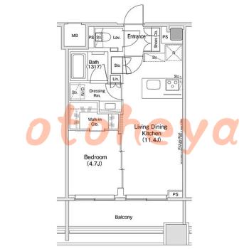 楽器ピアノ可相談 の 賃貸物件 1LDK 26万円の図面１
