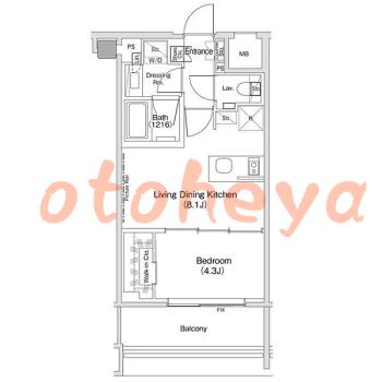 楽器ピアノ可相談 の 賃貸物件 1LDK 22万円の図面１