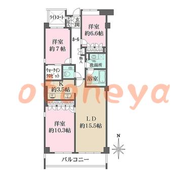 楽器ピアノ可相談 の 賃貸物件 3LDK 59万円の図面１