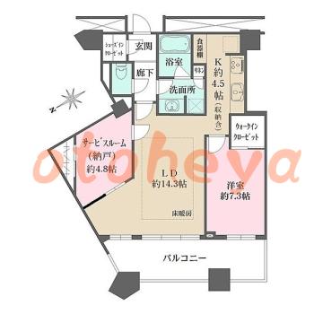 楽器ピアノ可相談 の 賃貸物件 1SLDK 31.3万円の図面１
