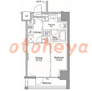 楽器ピアノ可相談 の 賃貸物件 1DK 20.5万円の図面１