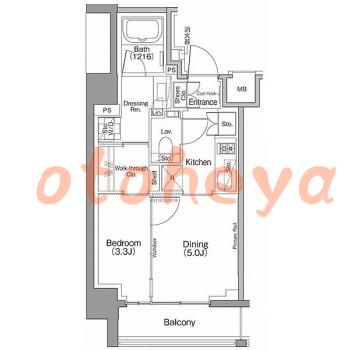 楽器ピアノ可相談 の 賃貸物件 1DK 21.1万円の図面１