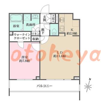 楽器ピアノ可相談 の 賃貸物件 1LDK 19.2万円の図面１
