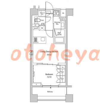 楽器ピアノ可相談 の 賃貸物件 1LDK 22.6万円の図面１