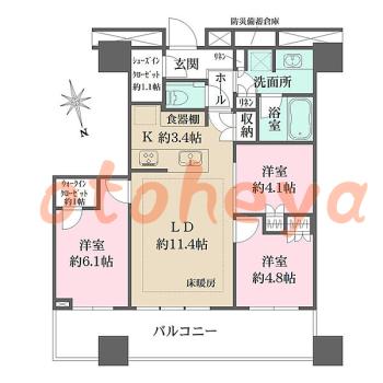 楽器ピアノ可相談 の 賃貸物件 3LDK 68万円の図面１
