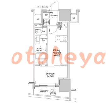 楽器ピアノ可相談 の 賃貸物件 1DK 12.2万円の図面１
