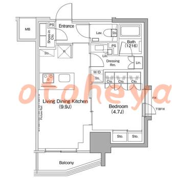 楽器ピアノ可相談 の 賃貸物件 1LDK 21.5万円の図面１