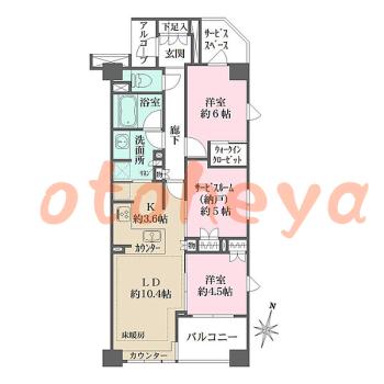 楽器ピアノ可相談 の 賃貸物件 2SLDK 27.5万円の図面１