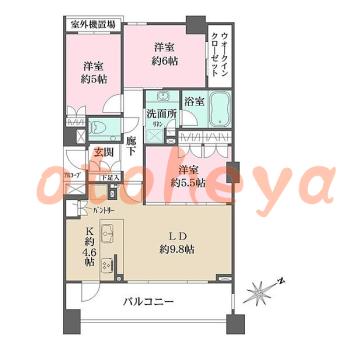 楽器ピアノ可相談 の 賃貸物件 3LDK 35万円の図面１