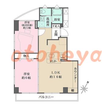 楽器ピアノ可相談 の 賃貸物件 2LDK 19.5万円の図面１