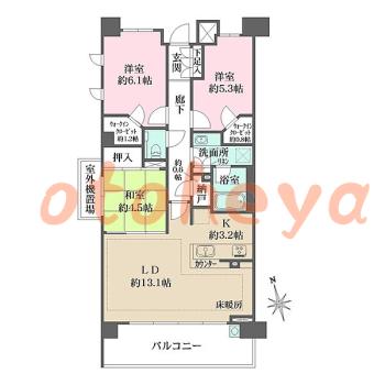 楽器ピアノ可相談 の 賃貸物件 3LDK 17.8万円の図面１
