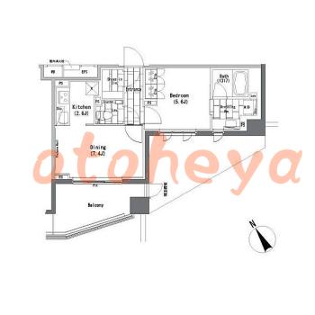 楽器ピアノ可相談 の 賃貸物件 1DK 16万円の図面１
