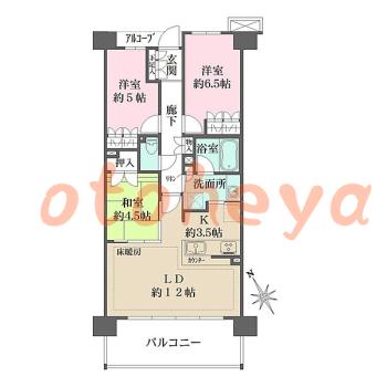 楽器ピアノ可相談 の 賃貸物件 3LDK 17.5万円の図面１