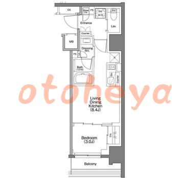 楽器ピアノ可相談 の 賃貸物件 1LDK 13.7万円の図面１