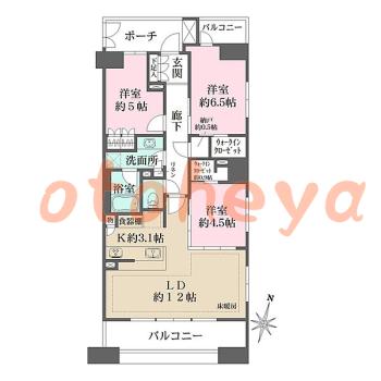 楽器ピアノ可相談 の 賃貸物件 3LDK 23.5万円の図面１