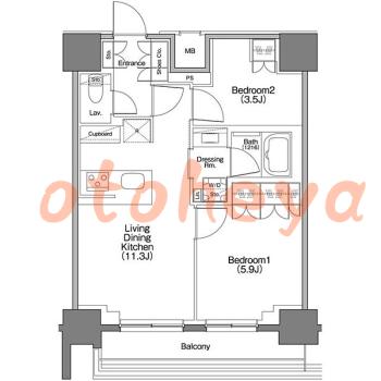 楽器ピアノ可相談 の 賃貸物件 2LDK 24万円の図面１