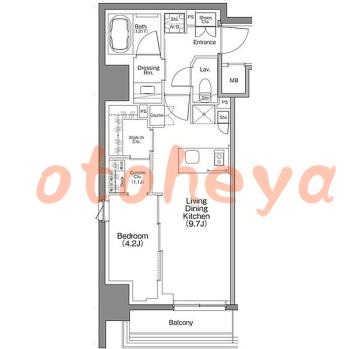 楽器ピアノ可相談 の 賃貸物件 1LDK 17.2万円の図面１