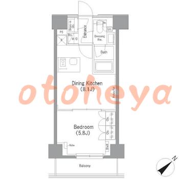 楽器ピアノ可相談 の 賃貸物件 1DK 13.1万円の図面１