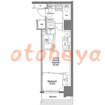 楽器ピアノ可相談 の 賃貸物件 1LDK 14.7万円の図面1