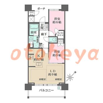 楽器ピアノ可相談 の 賃貸物件 2LDK 22万円の図面１