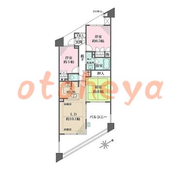 楽器ピアノ可相談 の 賃貸物件 3LDK 14.9万円の図面１