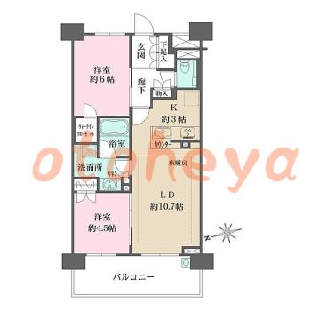楽器ピアノ可相談 の 賃貸物件 2LDK 14.5万円の図面１