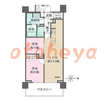 楽器ピアノ可相談 の 賃貸物件 2LDK 20.8万円の図面１