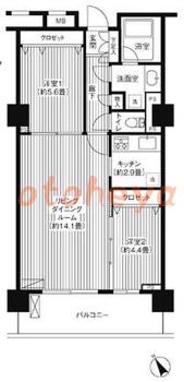 楽器ピアノ可相談 の 賃貸物件 2LDK 17.6万円の図面１