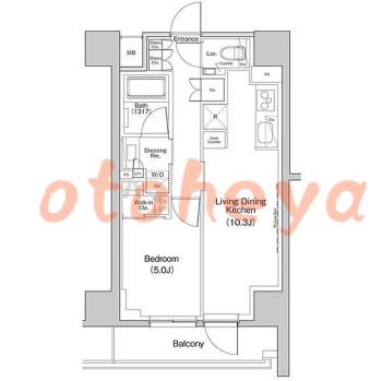 楽器ピアノ可相談 の 賃貸物件 1LDK 17.2万円の図面１