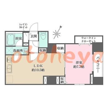 楽器ピアノ可相談 の 賃貸物件 1LDK 15.9万円の図面１