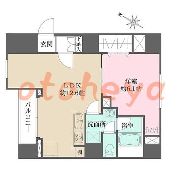 楽器ピアノ可相談 の 賃貸物件 1LDK 17.4万円の図面１