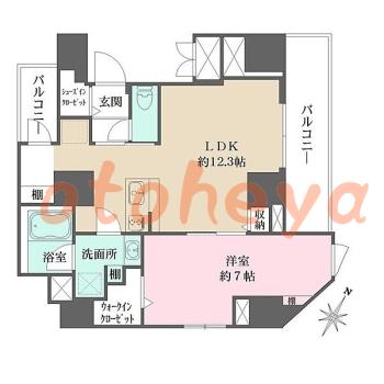 楽器ピアノ可相談 の 賃貸物件 1LDK 21.4万円の図面１