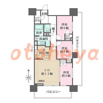 楽器ピアノ可相談 の 賃貸物件 3LDK 23万円の図面１