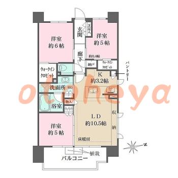 楽器ピアノ可相談 の 賃貸物件 3LDK 28万円の図面１
