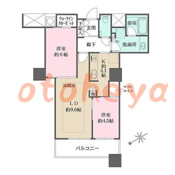 楽器ピアノ可相談 の 賃貸物件 2LDK 34万円の図面１