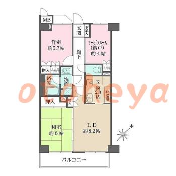 楽器ピアノ可相談 の 賃貸物件 2SLDK 19.5万円の図面１